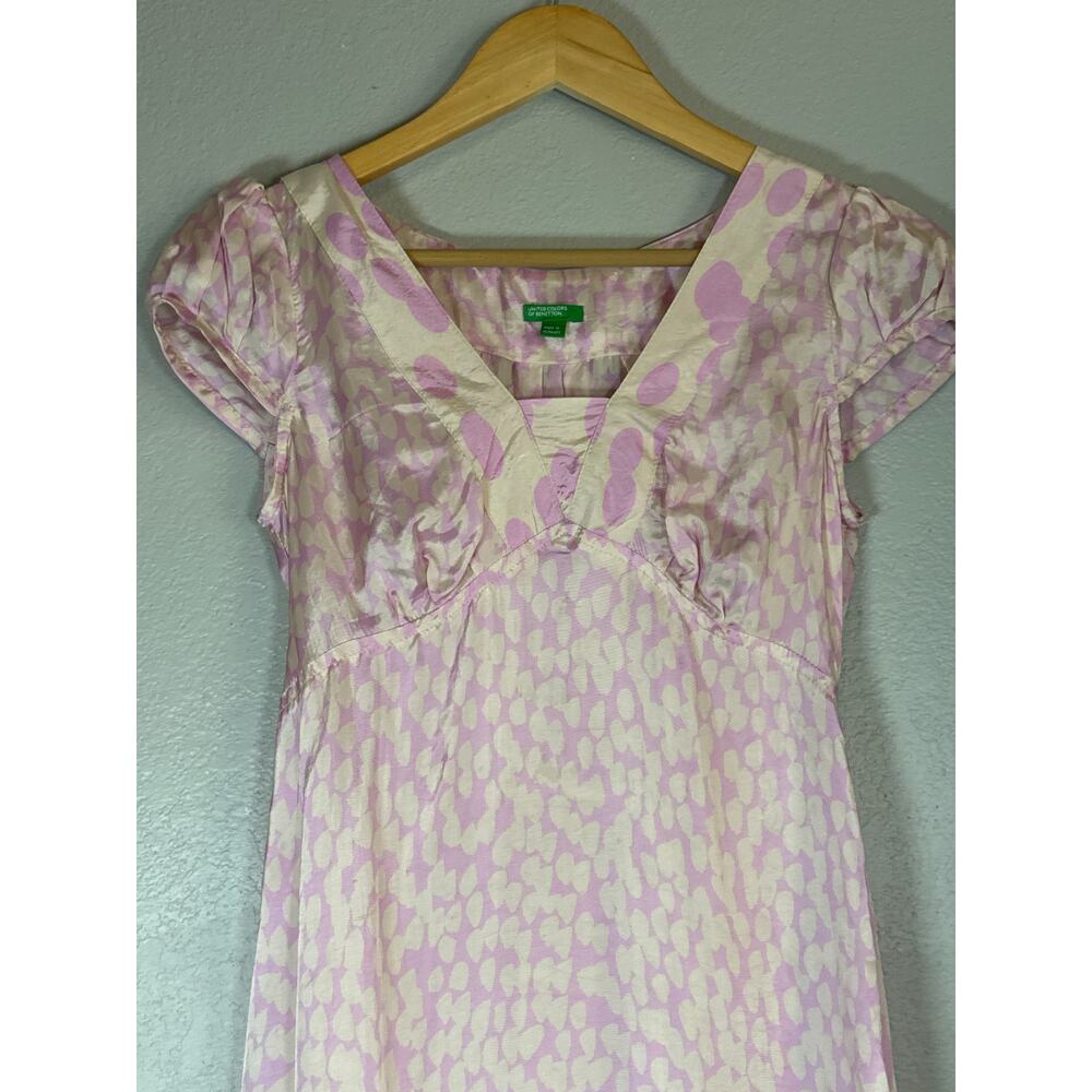 United Colors of Benetton Pink Babydoll Dress Women XS Coquette Mini Soft Girl - Picture 3 of 9